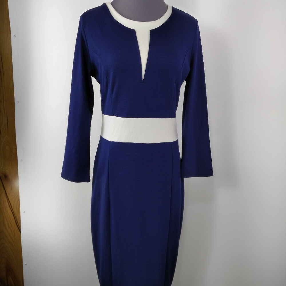 Sz L New WOOSEA  Blue/White Dress